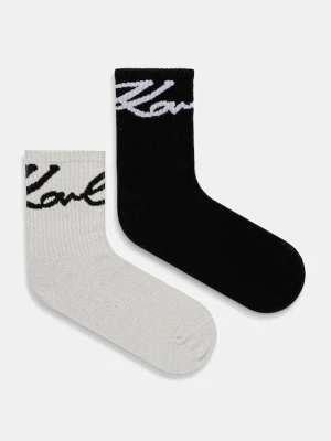Karl Lagerfeld skarpetki SIGNATURE LUREX 2-pack kolor czarny A4W47017