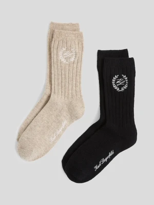 Karl Lagerfeld skarpetki z domieszką wełny 2-pack K/HOTEL damskie kolor beżowy A3W47035