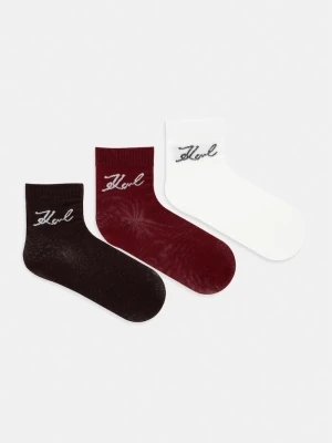 Karl Lagerfeld skarpety damskie z bawełną K / SIGNATURE 3-pack bordowy