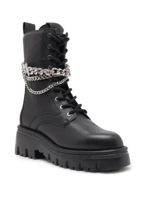 Karl Lagerfeld Skórzane botki KOMBAT KC Hi Lace Chain