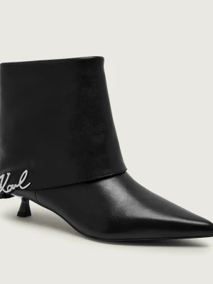Karl Lagerfeld Skórzane botki na szpilce Pasha czarny