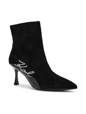 Karl Lagerfeld Skórzane botki na szpilce SIENNA