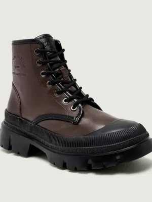 Karl Lagerfeld Skórzane buty wysokie TREKKA