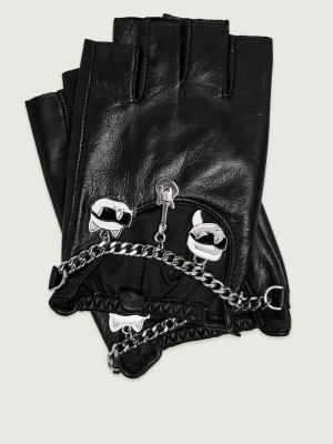 Karl Lagerfeld Skórzane rękawiczki Ikon Charms czarny