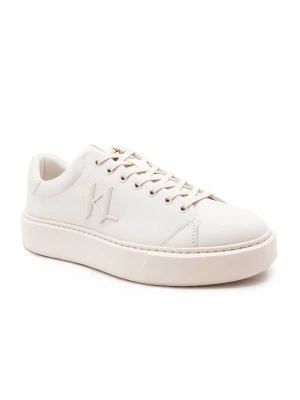 Karl Lagerfeld Skórzane trampki MAXI KUP MONOGRAM biały