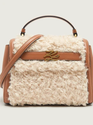 Karl Lagerfeld Skórzany kuferek K / Autograph | shearling brązowy