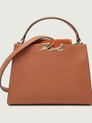 Karl Lagerfeld Skórzany kuferek k/signature | zamsz