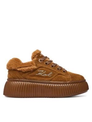 KARL LAGERFELD Sneakersy Kreeper Lo KL42312L Brązowy