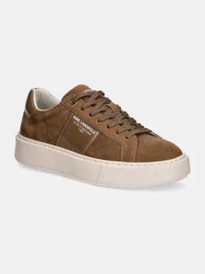 Karl Lagerfeld sneakersy skórzane MAXI KUP kolor brązowy KL52218