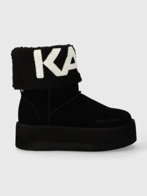 Karl Lagerfeld śniegowce zamszowe THERMO kolor czarny KL48552