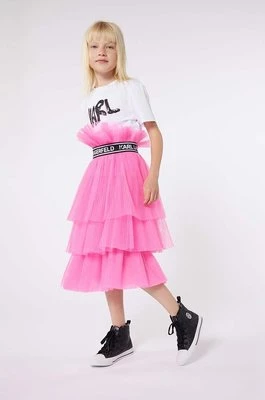 Karl Lagerfeld spódnica dziecięca kolor różowy mini rozkloszowana