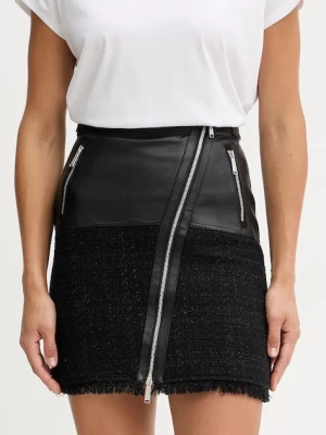 Karl Lagerfeld spódnica z domieszką wełny kolor czarny mini prosta B1W12001