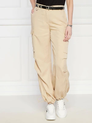 Karl Lagerfeld Spodnie cargo | Relaxed fit | z dodatkiem lnu