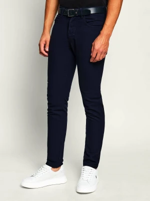 Karl Lagerfeld Spodnie chino Jim | z dodatkiem wełny | Slim Fit | mid waist granatowy