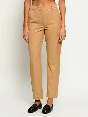 Karl Lagerfeld Spodnie cygaretki | Tapered fit | high rise beżowy