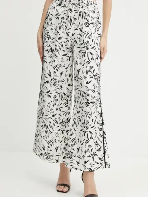 Karl Lagerfeld spodnie damskie kolor biały szerokie high waist A2W10016