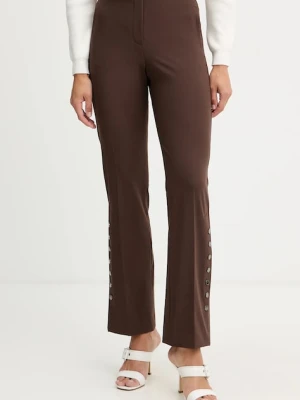 Karl Lagerfeld spodnie damskie kolor brązowy proste high waist B1W10006