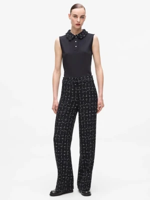 Karl Lagerfeld spodnie damskie kolor czarny proste high waist A4W10109
