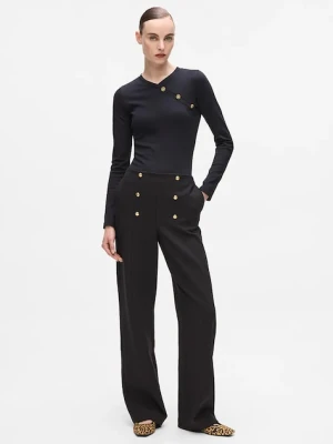 Karl Lagerfeld spodnie damskie kolor czarny proste high waist A4W10110