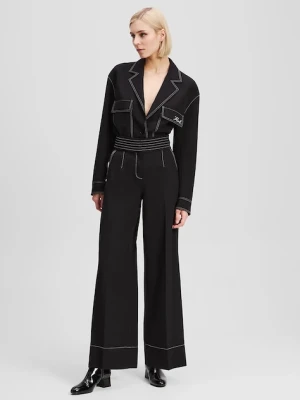Karl Lagerfeld spodnie damskie kolor czarny szerokie high waist A3W10096
