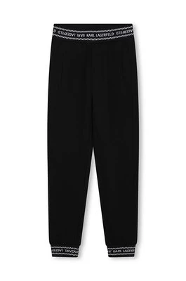 Karl Lagerfeld spodnie dresowe dziecięce kolor czarny gładkie