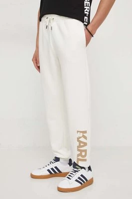 Karl Lagerfeld spodnie dresowe kolor beżowy z nadrukiem