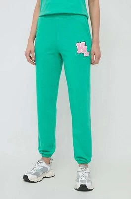 Karl Lagerfeld spodnie dresowe kolor zielony z aplikacją