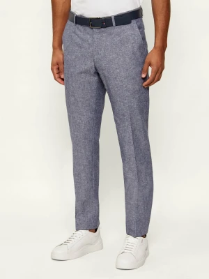 Karl Lagerfeld Spodnie TUBE | Regular Fit | z dodatkiem lnu granatowy