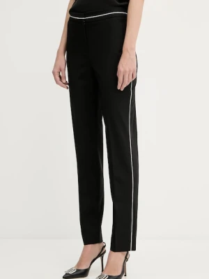 Karl Lagerfeld spodnie z domieszką wełny damskie kolor czarny proste high waist A3W10094