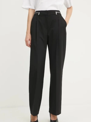 Karl Lagerfeld spodnie z domieszką wełny damskie kolor czarny proste high waist A3W10099