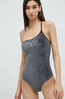Karl Lagerfeld strój kąpielowy kolor szary miękka miseczka