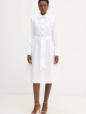 Karl Lagerfeld sukienka bawełniana kolor biały midi oversize B1W13026