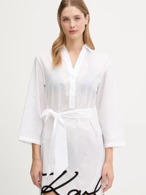 Karl Lagerfeld sukienka bawełniana kolor biały mini prosta A2W46075