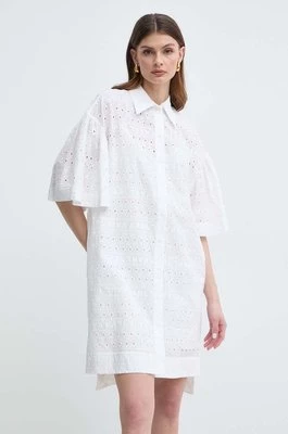 Karl Lagerfeld sukienka bawełniana kolor biały mini rozkloszowana