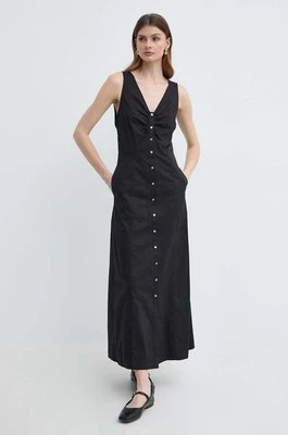 Karl Lagerfeld sukienka bawełniana kolor czarny maxi rozkloszowana