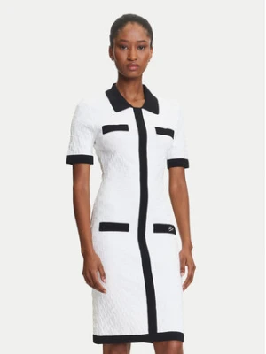 KARL LAGERFELD Sukienka dzianinowa A3W13036 Écru Slim Fit