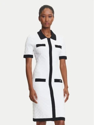 KARL LAGERFELD Sukienka dzianinowa A3W13036 Écru Slim Fit Kremowy