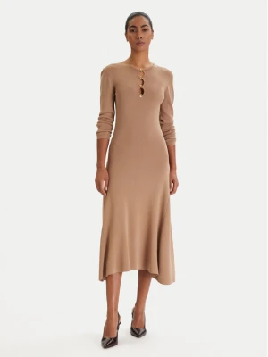 KARL LAGERFELD Sukienka dzianinowa B1W13003 Beżowy Regular Fit