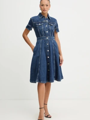 Karl Lagerfeld sukienka jeansowa FASHION DENIM kolor niebieski midi rozkloszowana B1W13037