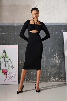 Karl Lagerfeld sukienka KL x The Ultimate icon kolor czarny midi dopasowana