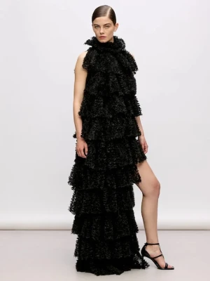 Karl Lagerfeld sukienka Karl Lagerfeld Studio kolor czarny maxi rozkloszowana A4W13062