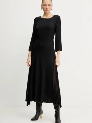 Karl Lagerfeld sukienka kolor czarny maxi rozkloszowana A4W13037