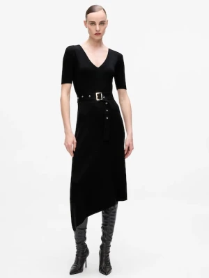 Karl Lagerfeld sukienka kolor czarny midi dopasowana A4W13026