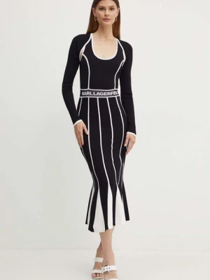 Karl Lagerfeld sukienka kolor czarny midi prosta 245W1330
