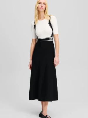 Karl Lagerfeld sukienka kolor czarny midi rozkloszowana A2W13055
