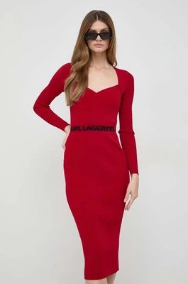 Karl Lagerfeld sukienka kolor czerwony midi dopasowana