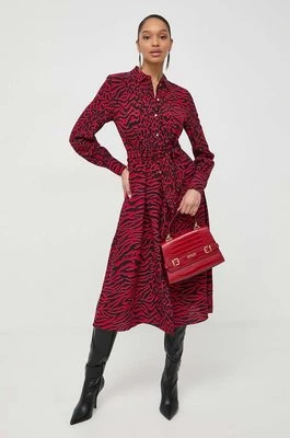 Karl Lagerfeld sukienka kolor czerwony midi rozkloszowana