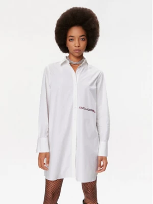 KARL LAGERFELD Sukienka koszulowa Ikonik 235W1600 Biały Regular Fit