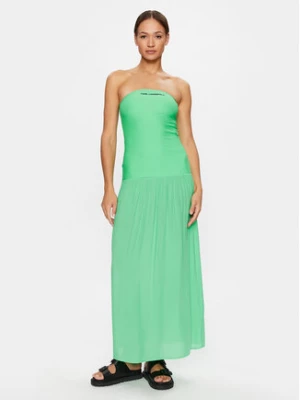 KARL LAGERFELD Sukienka letnia Straples Beach Dress 231W2206 Zielony Regular Fit