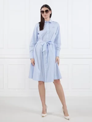 Karl Lagerfeld Sukienka Striped shirt dress with logo embroidery